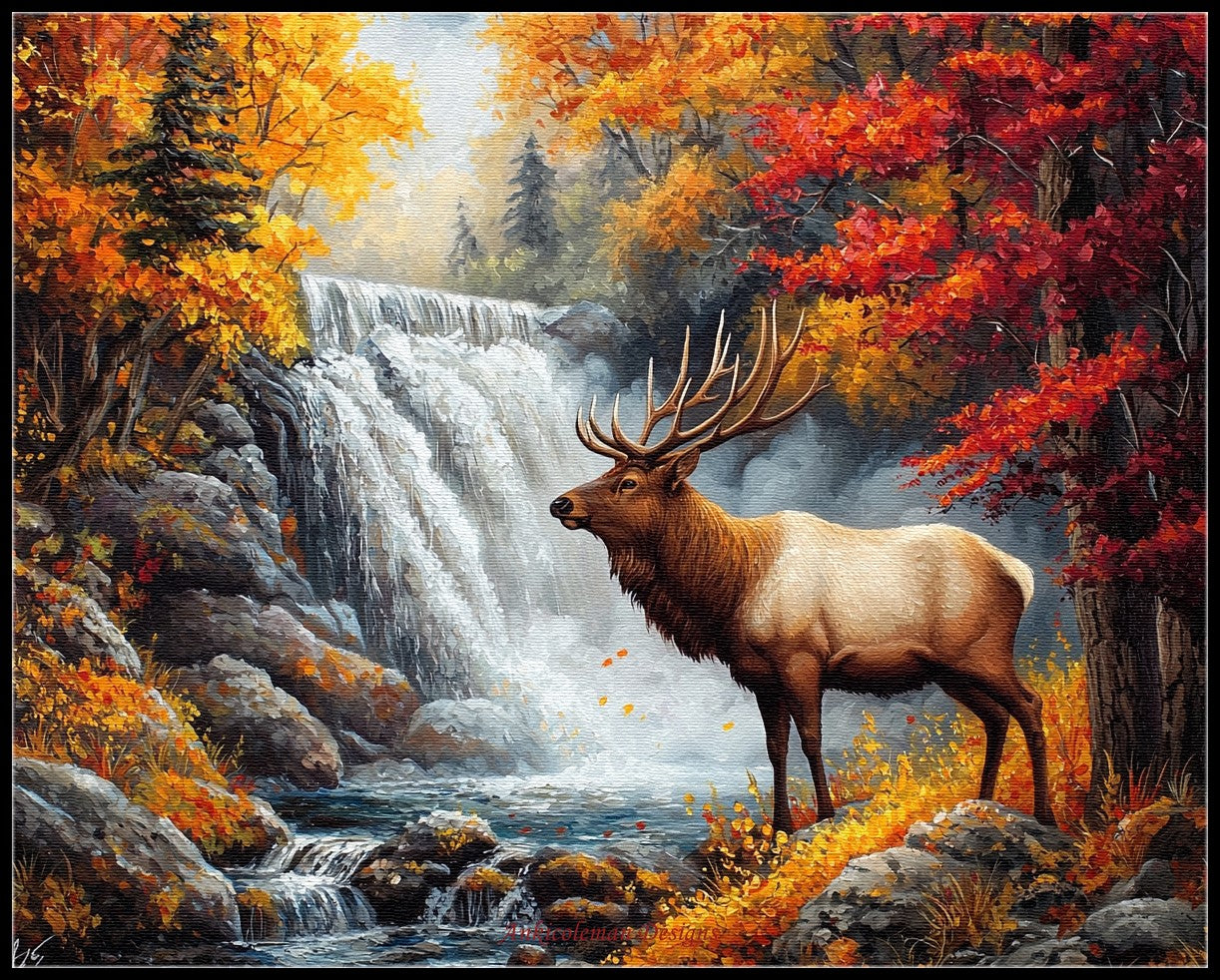 Autumn Cascade - Counted Cross Stitch Patterns Embroidery Crafts Needlework DIY Chart DMC Color