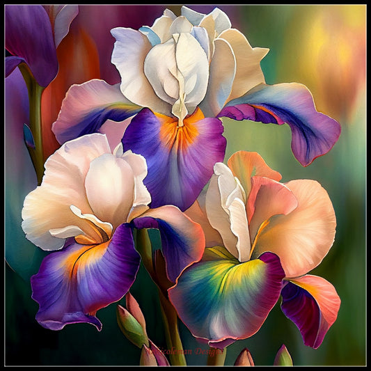Multicolor iris - Counted Cross Stitch Patterns Embroidery Crafts Needlework DIY Chart DMC Color