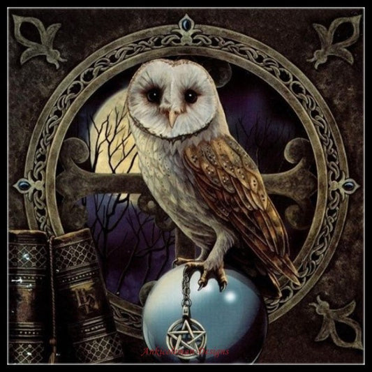 Spell Keeper's Owl - Counted Cross Stitch Patterns Embroidery Crafts Needlework DIY Chart DMC Color