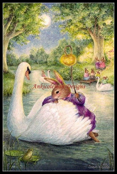 Swan Boats - Counted Cross Stitch Patterns Embroidery Crafts Needlework DIY Chart DMC Color