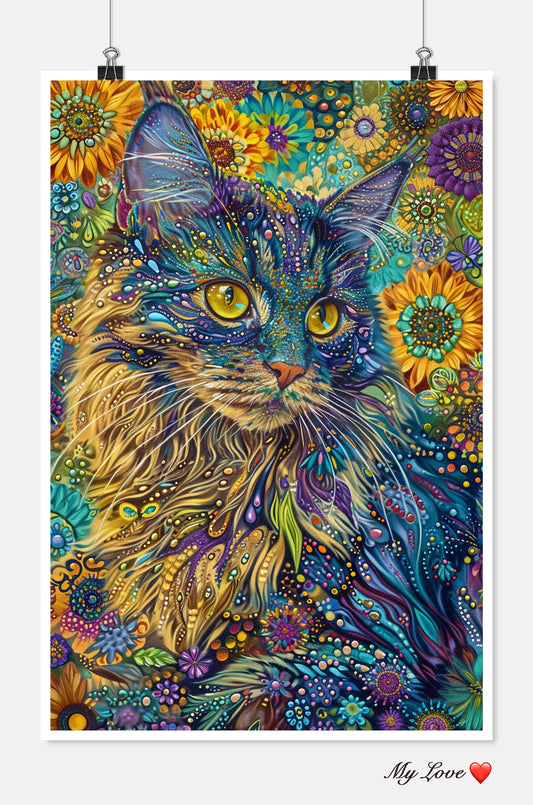 Abstract Cat 1 - Counted Cross Stitch Patterns Embroidery Crafts Needlework DIY Chart DMC Color