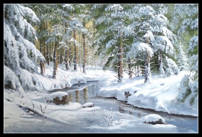 Russian Snow Scene 4 - Counted Cross Stitch Patterns Embroidery Crafts Needlework DIY Chart DMC Color