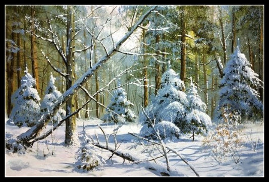 Russian Snow Scene 5 - Counted Cross Stitch Patterns Embroidery Crafts Needlework DIY Chart DMC Color