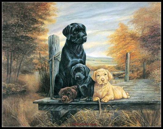 Dog and Puppy 2-9 - Counted Cross Stitch Patterns Embroidery Crafts Needlework DIY Chart DMC Color