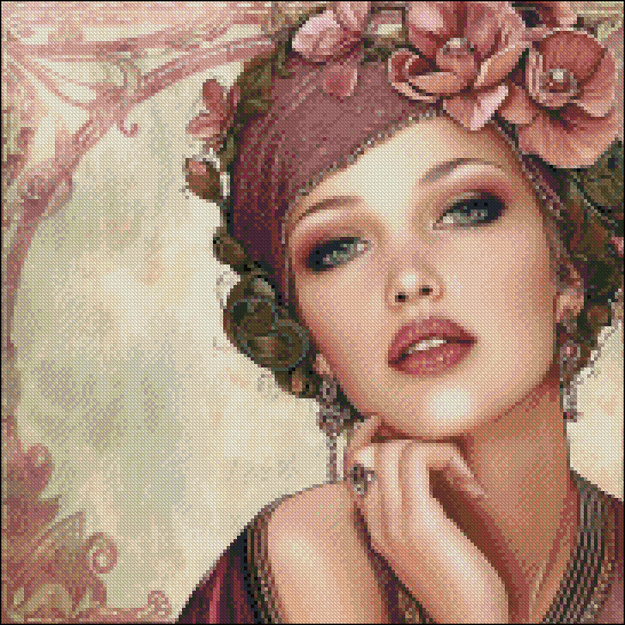Art Deco Lady 43 - Counted Cross Stitch Patterns Embroidery Crafts Needlework DIY Chart DMC Color