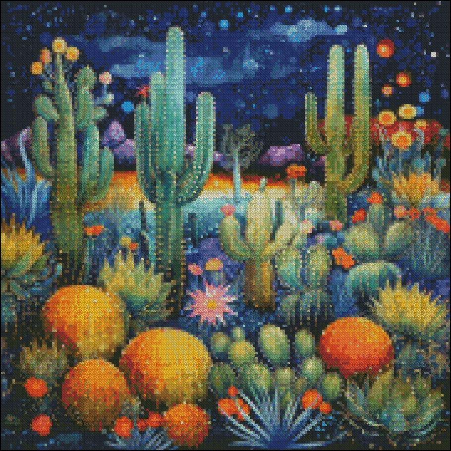 Cactus Garden 12 - Counted Cross Stitch Patterns Embroidery Crafts Needlework DIY Chart DMC Color