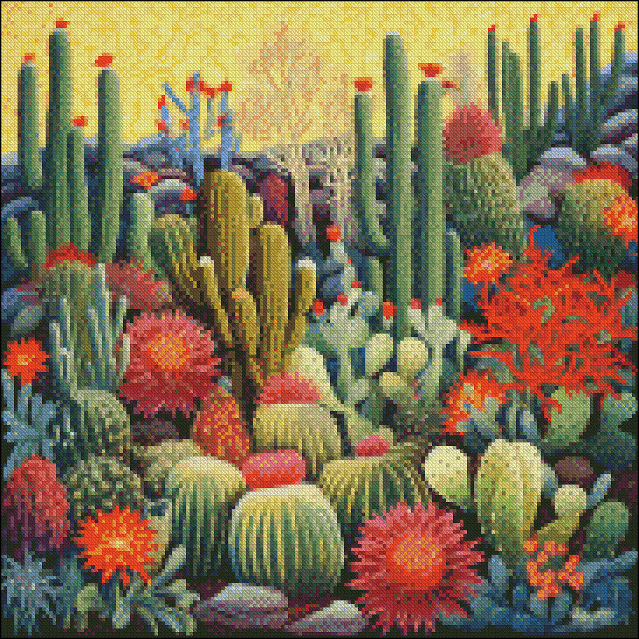 Cactus Garden 9 - Counted Cross Stitch Patterns Embroidery Crafts Needlework DIY Chart DMC Color