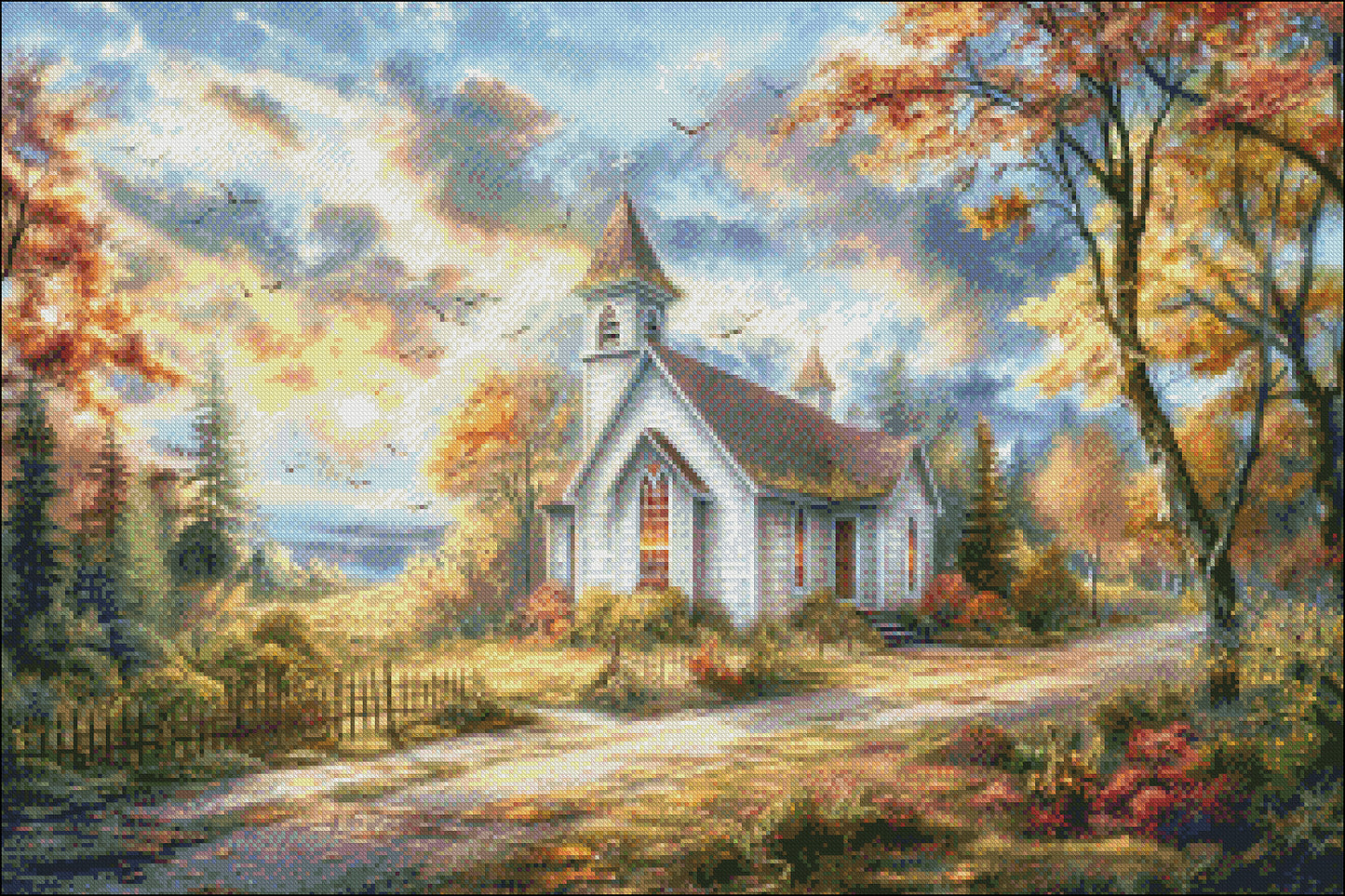 The Country Church 2 - Counted Cross Stitch Patterns Embroidery Crafts Needlework DIY Chart DMC Color