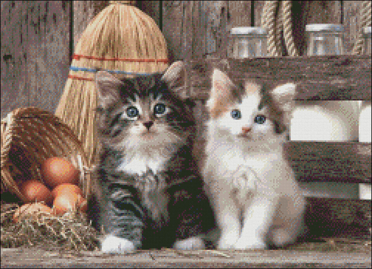 Lovely Kittens - Counted Cross Stitch Patterns Embroidery Crafts Needlework DIY Chart DMC Color