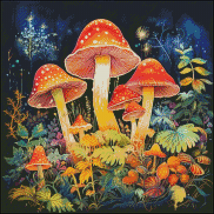 Mushrooms Collection 7 - Counted Cross Stitch Patterns Embroidery Crafts Needlework DIY Chart DMC Color
