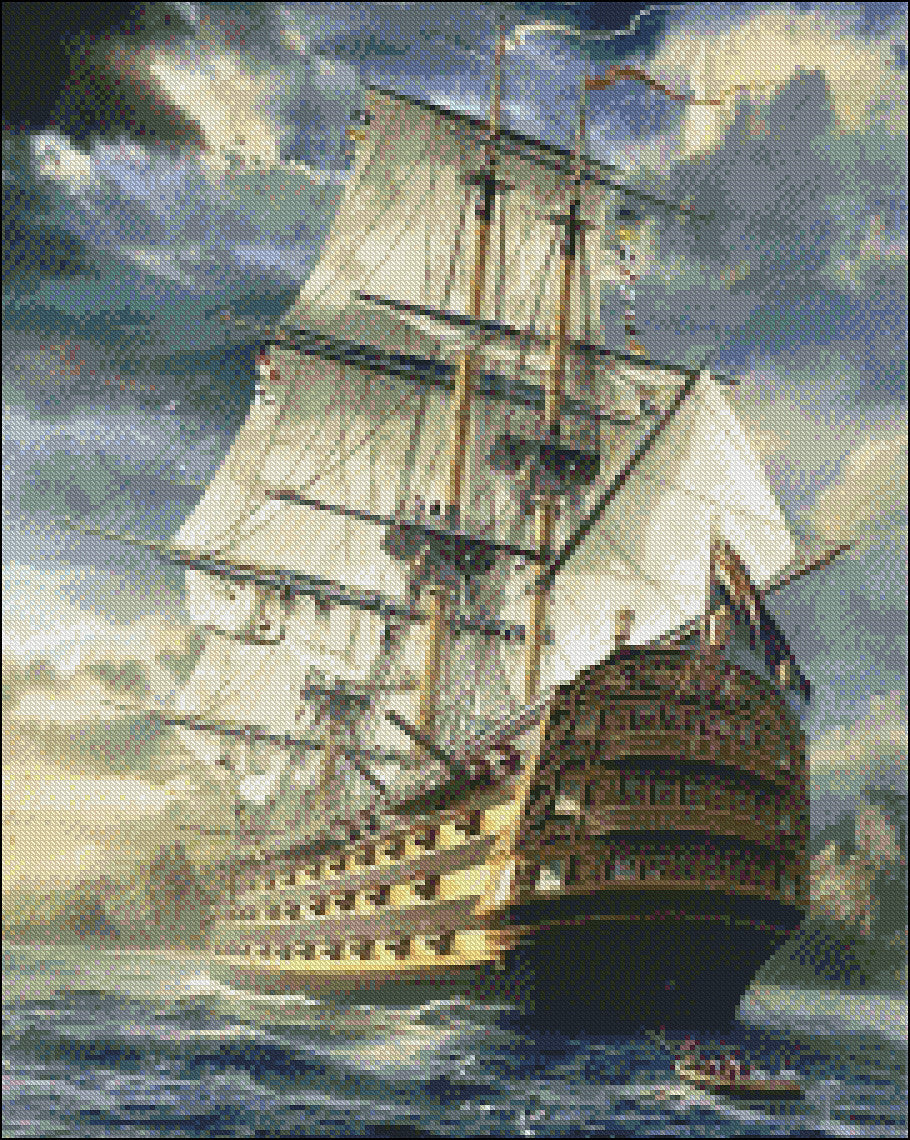 Sea Sailboat - Counted Cross Stitch Patterns Embroidery Crafts Needlework DIY Chart DMC Color