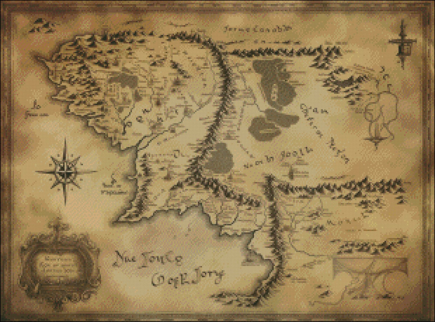 Middle Earth Map 2 - Counted Cross Stitch Patterns Embroidery Crafts Needlework DIY Chart DMC Color