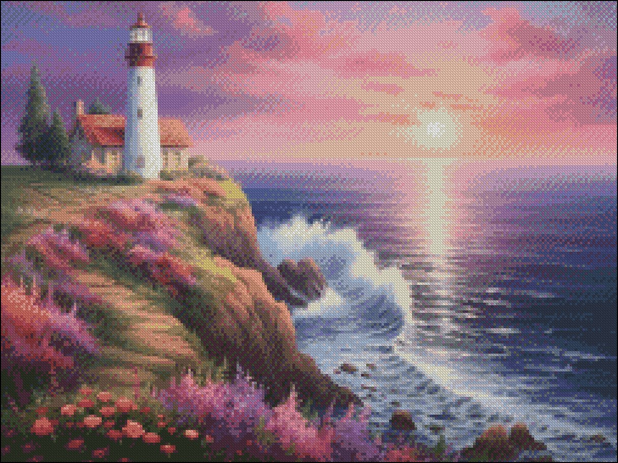 Cozy Cove Lighthouse 5 - Counted Cross Stitch Patterns Embroidery Crafts Needlework DIY Chart DMC Color