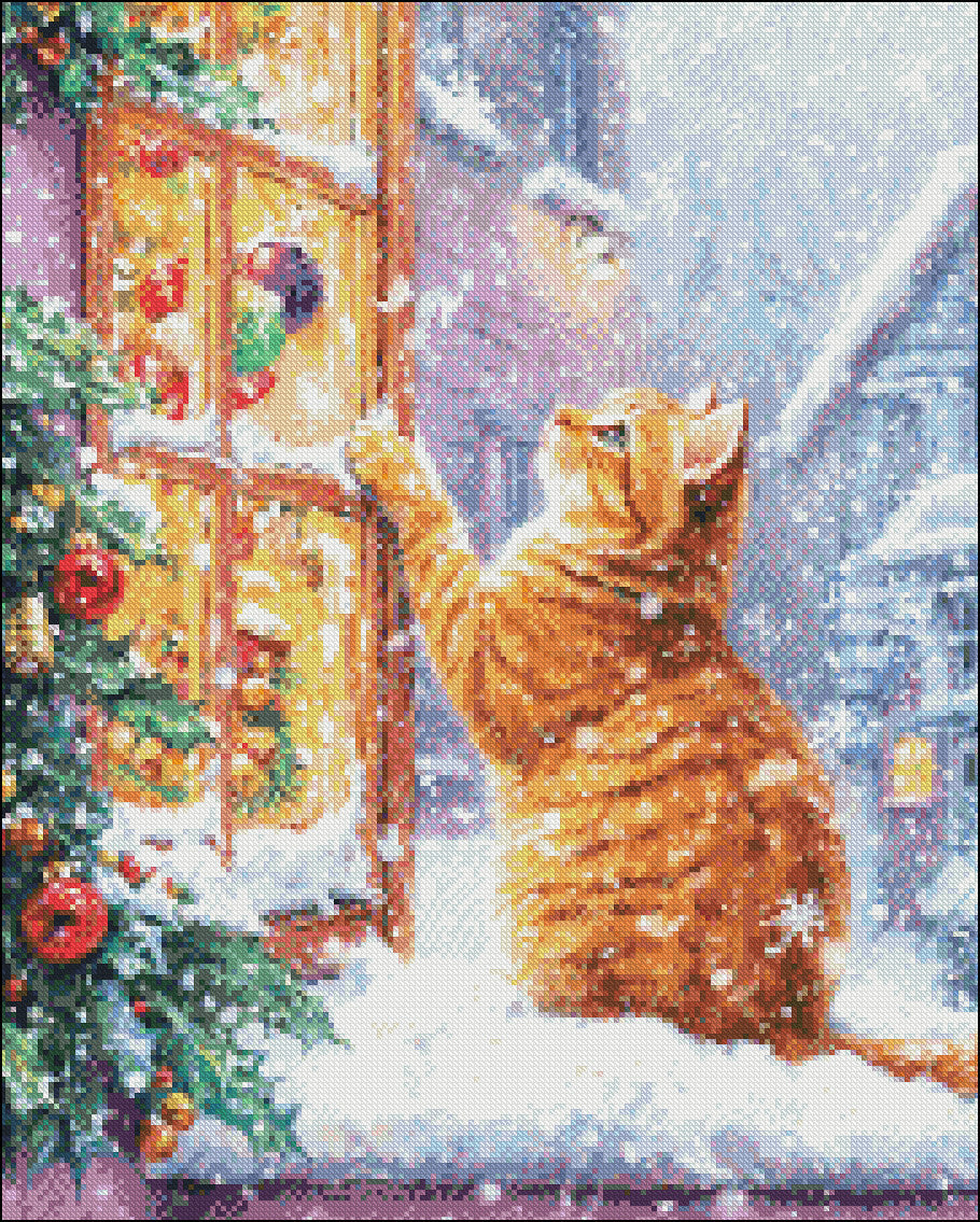 Christmas Visitor 3 - Counted Cross Stitch Patterns Embroidery Crafts Needlework DIY Chart DMC Color