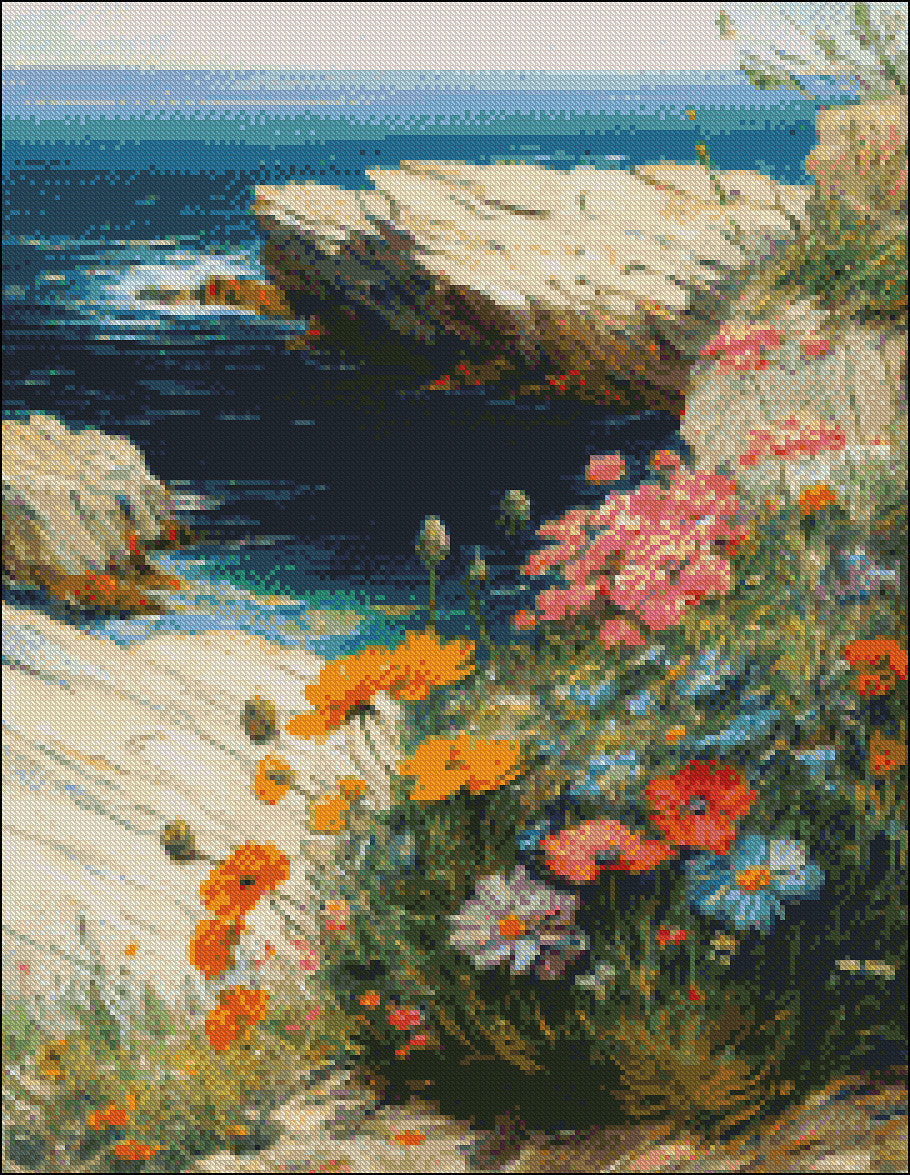 Cliff Wildflowers - Counted Cross Stitch Patterns Embroidery Crafts Needlework DIY Chart DMC Color