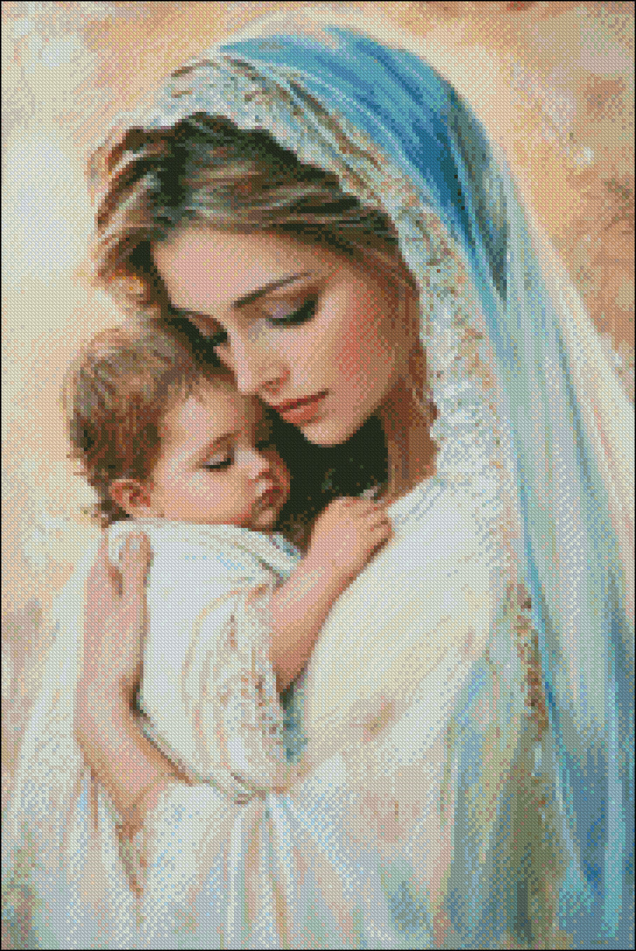 Mary Baby Jesus 2 - Counted Cross Stitch Patterns Embroidery Crafts Needlework DIY Chart DMC Color