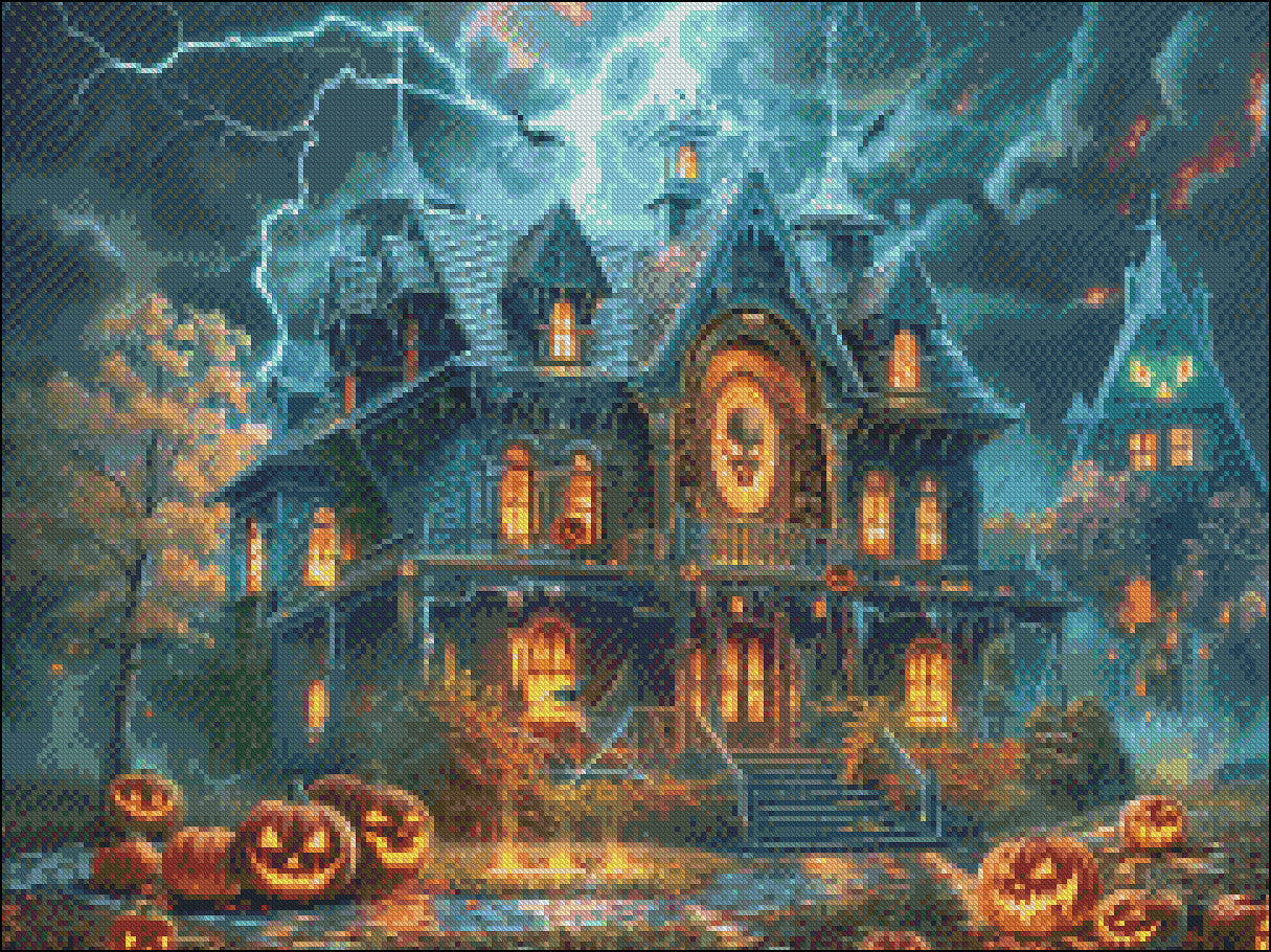 Enchanted Eerie Estate  - Counted Cross Stitch Patterns Embroidery Crafts Needlework DIY Chart DMC Color