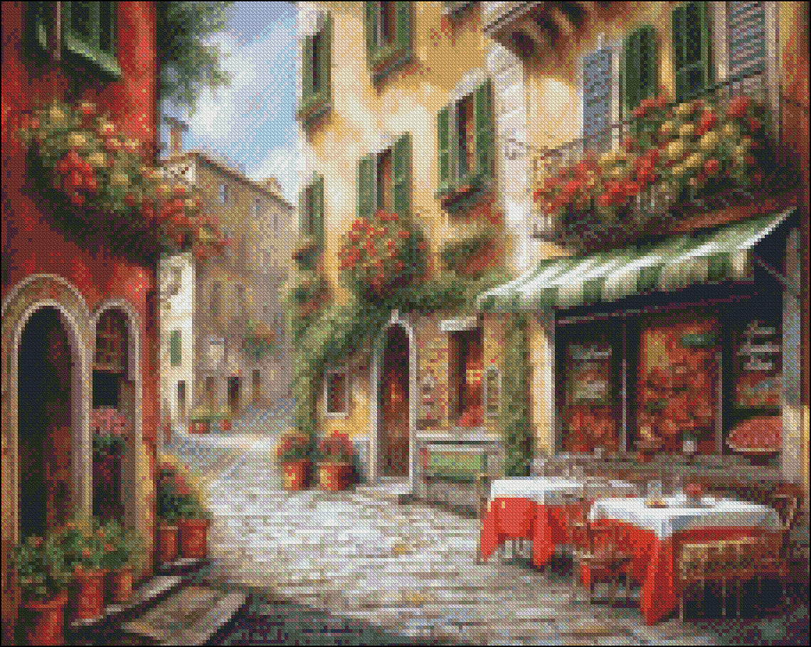 Italian Alleyways - Counted Cross Stitch Patterns Embroidery Crafts Needlework DIY Chart DMC Color