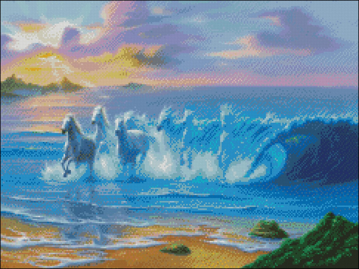 Wild Waves - Counted Cross Stitch Patterns Embroidery Crafts Needlework DIY Chart DMC Color