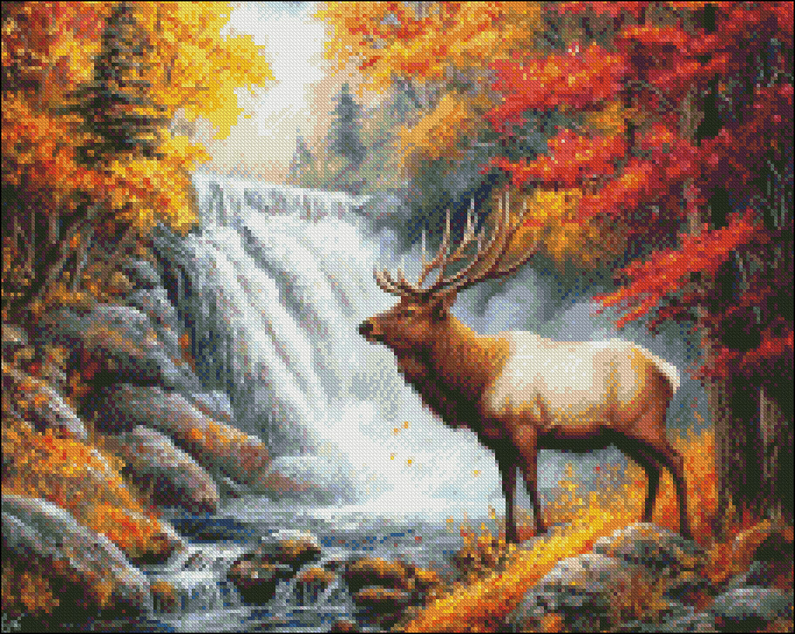 Autumn Cascade - Counted Cross Stitch Patterns Embroidery Crafts Needlework DIY Chart DMC Color