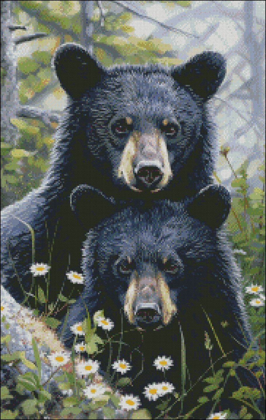 Black Bear Lookout - Counted Cross Stitch Patterns Embroidery Crafts Needlework DIY Chart DMC Color