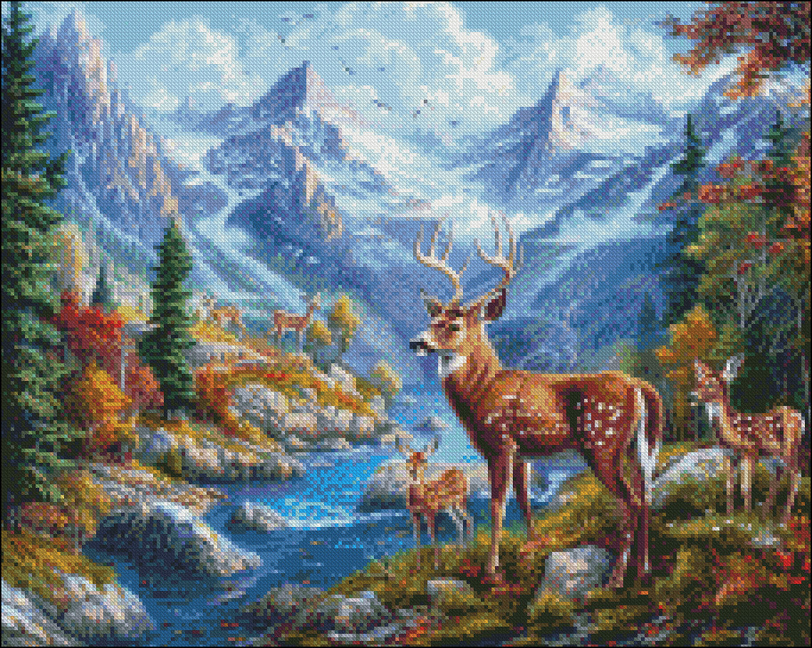 White-Tailed Majesty - Counted Cross Stitch Patterns Embroidery Crafts Needlework DIY Chart DMC Color