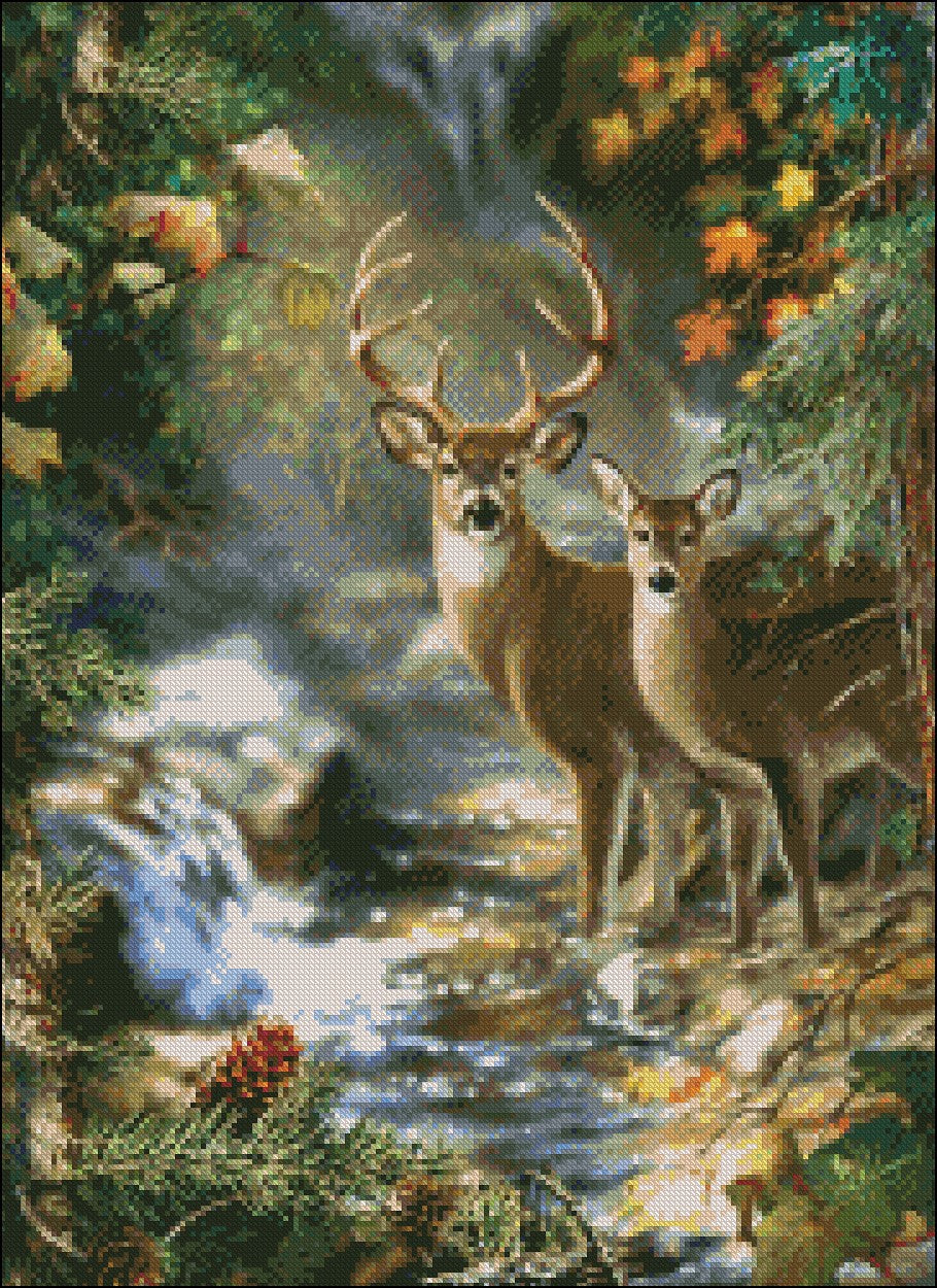Deer Creek - Counted Cross Stitch Patterns Embroidery Crafts Needlework DIY Chart DMC Color