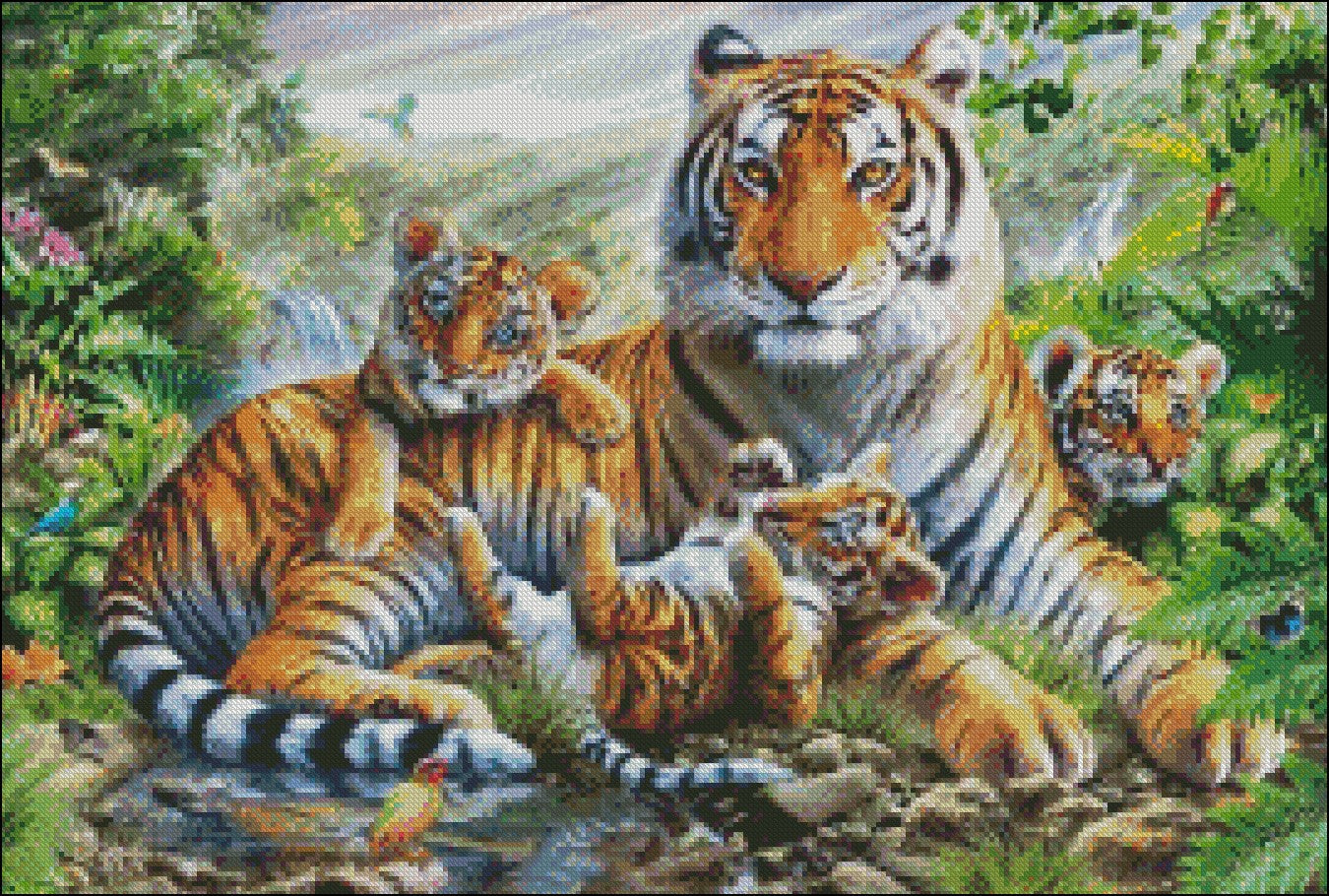 Tiger Collection 25 - Counted Cross Stitch Patterns Embroidery Crafts Needlework DIY Chart DMC Color