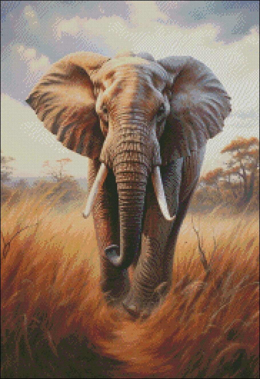 Running Elephant - Counted Cross Stitch Patterns Embroidery Crafts Needlework DIY Chart DMC Color