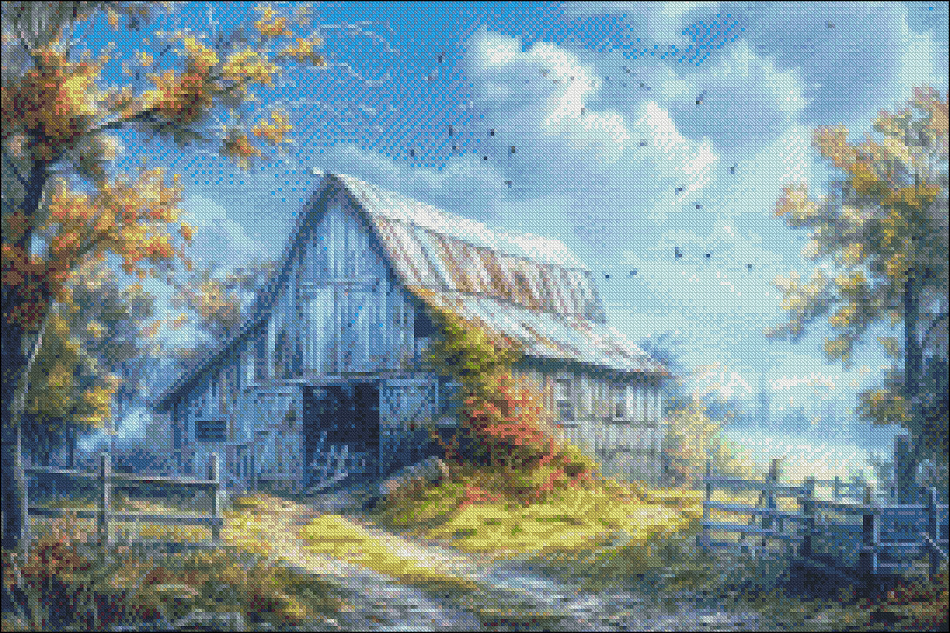 Weathered Barn - Counted Cross Stitch Patterns Embroidery Crafts Needlework DIY Chart DMC Color