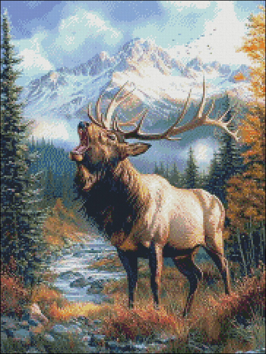 A Majestic Elk 2 - Counted Cross Stitch Patterns Embroidery Crafts Needlework DIY Chart DMC Color