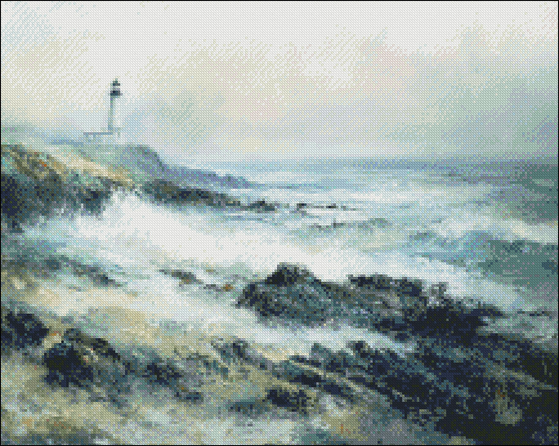 Lighthouse Watch - Counted Cross Stitch Patterns Embroidery Crafts Needlework DIY Chart DMC Color