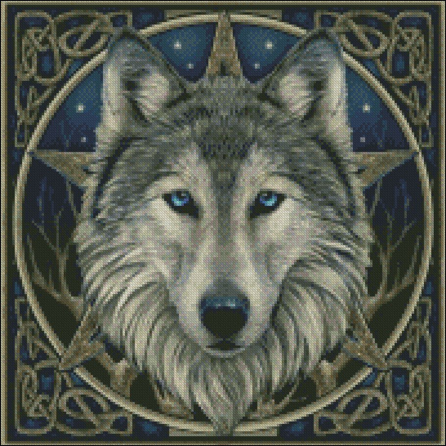 Wild Wolf - Counted Cross Stitch Patterns Embroidery Crafts Needlework DIY Chart DMC Color
