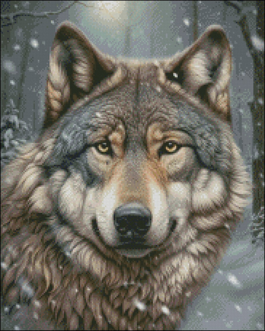 Winter Wolf 2 - Counted Cross Stitch Patterns Embroidery Crafts Needlework DIY Chart DMC Color