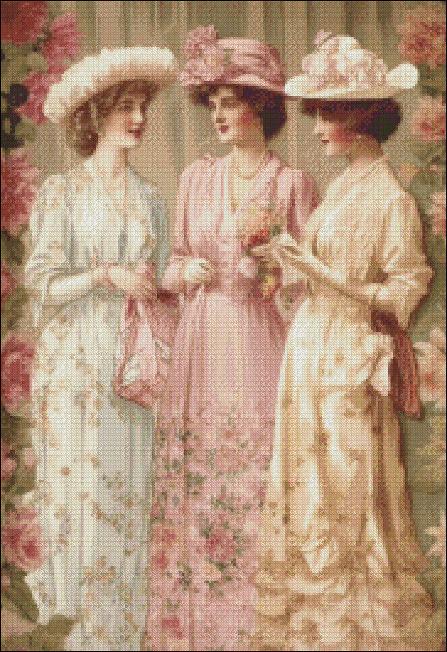 Retro Glamour Trio - Counted Cross Stitch Patterns Embroidery Crafts Needlework DIY Chart DMC Color