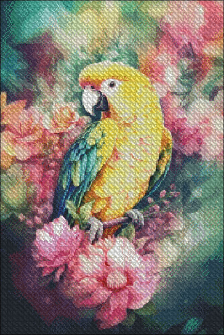 Yellow Parrot - Counted Cross Stitch Patterns Embroidery Crafts Needlework DIY Chart DMC Color
