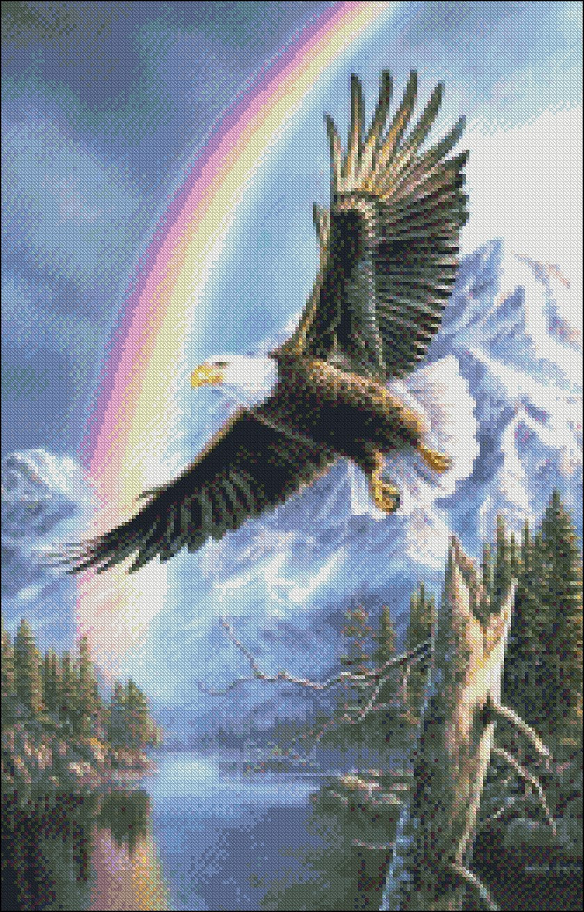 Eagle of Promise - Counted Cross Stitch Patterns Embroidery Crafts Needlework DIY Chart DMC Color