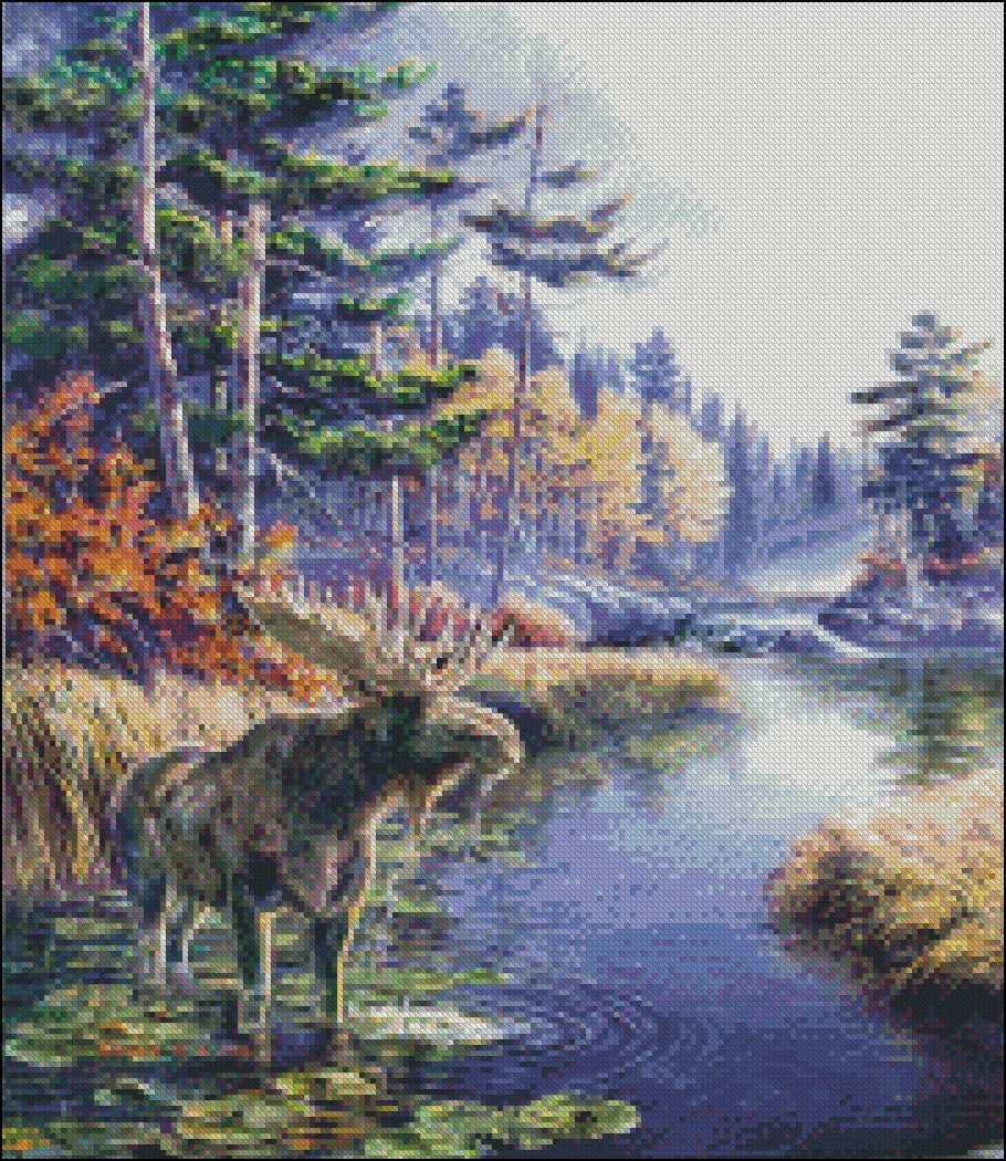 Legacy Moose - Counted Cross Stitch Patterns Embroidery Crafts Needlework DIY Chart DMC Color