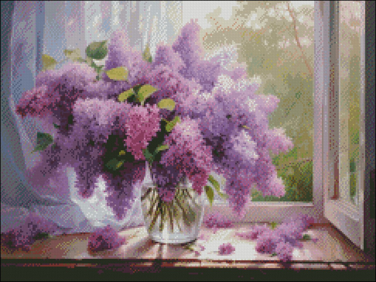 Lilac Delights - Counted Cross Stitch Patterns Embroidery Crafts Needlework DIY Chart DMC Color