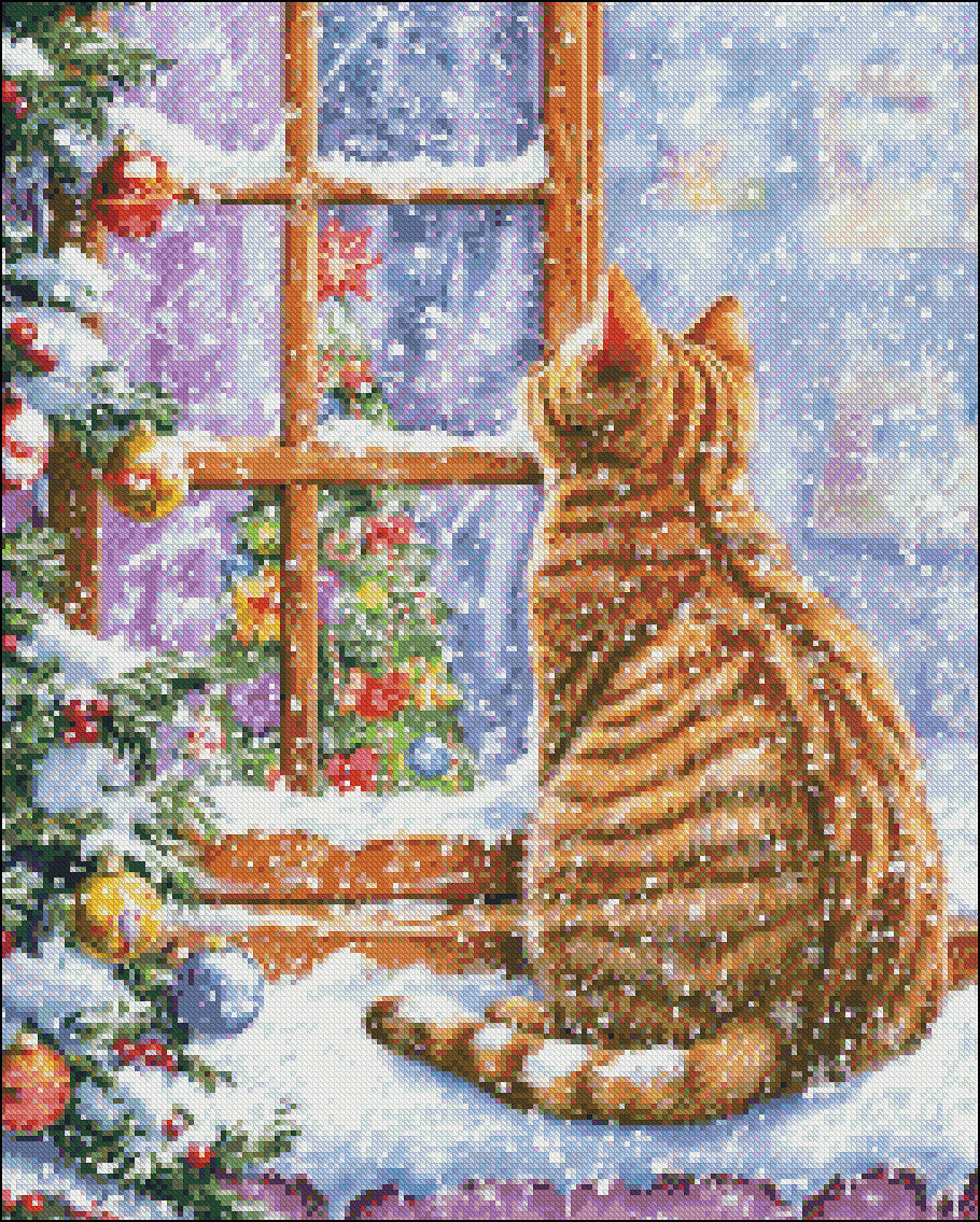 Christmas Visitor 4 - Counted Cross Stitch Patterns Embroidery Crafts Needlework DIY Chart DMC Color