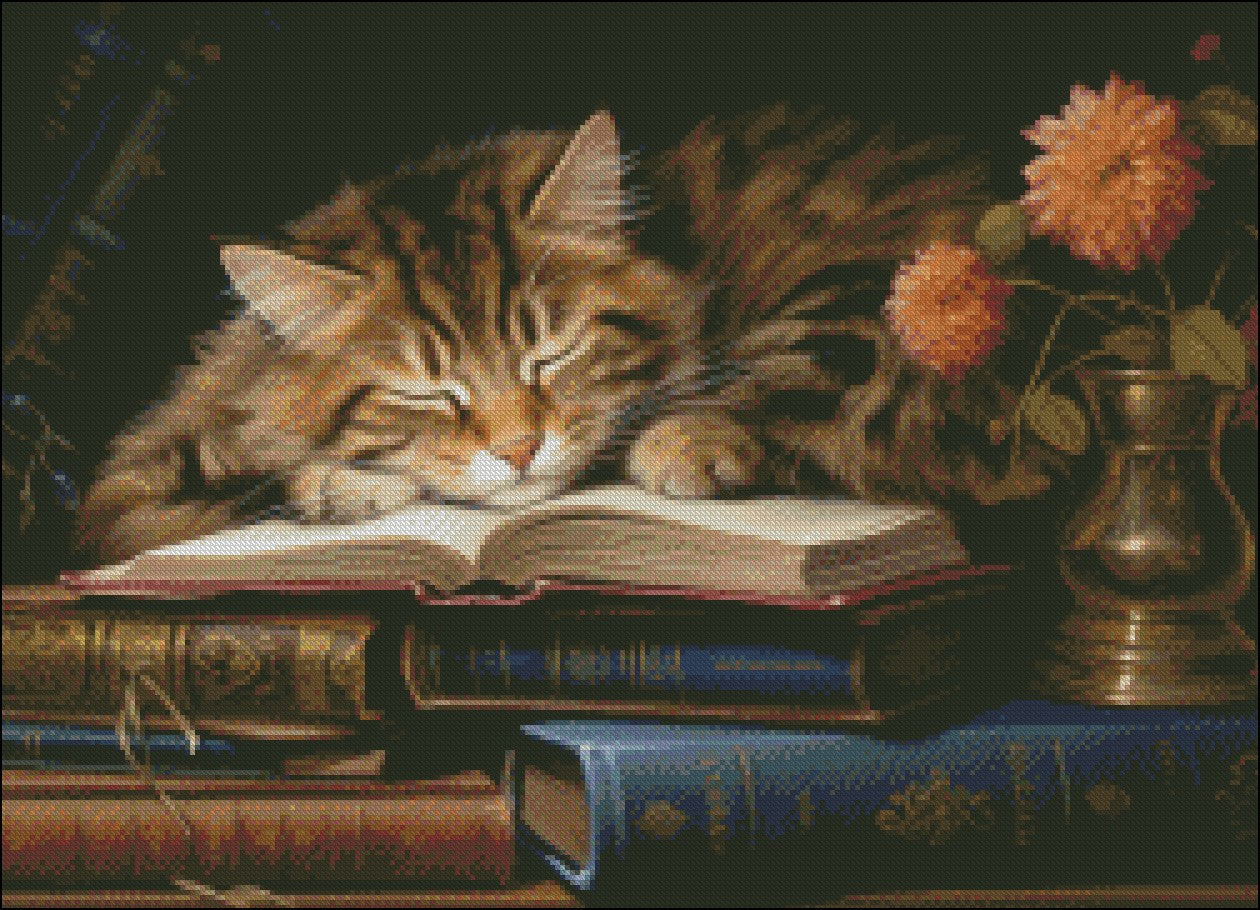 The Cat Nap 2 - Counted Cross Stitch Patterns Embroidery Crafts Needlework DIY Chart DMC Color