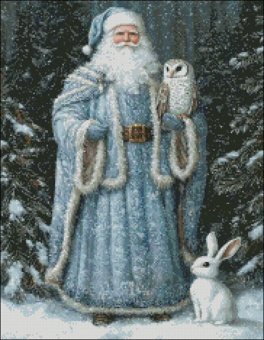 Arctic Santa Claus 15 - Counted Cross Stitch Patterns Embroidery Crafts Needlework DIY Chart DMC Color