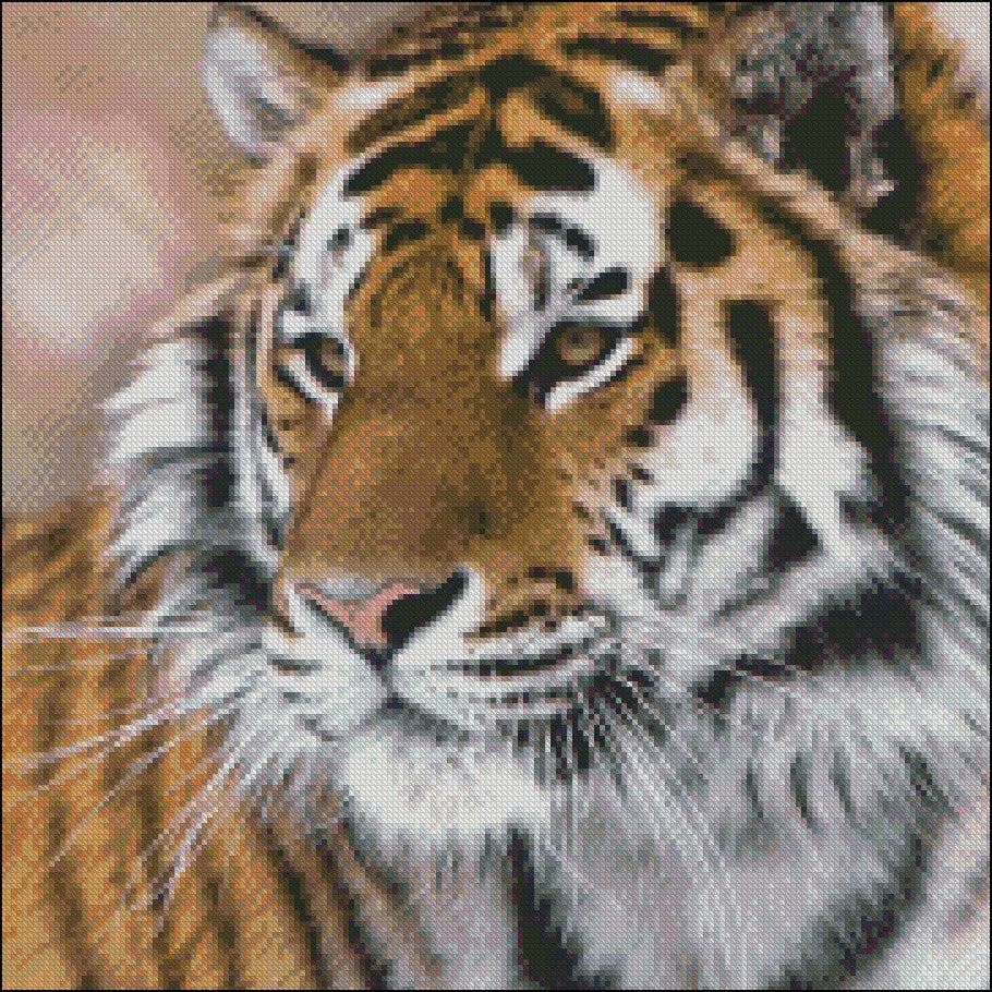 Tiger Collection 4 - Counted Cross Stitch Patterns Embroidery Crafts Needlework DIY Chart DMC Color