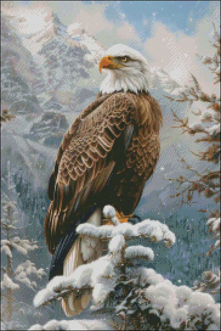 American Bald Eagle 1 - Counted Cross Stitch Patterns Embroidery Crafts Needlework DIY Chart DMC Color