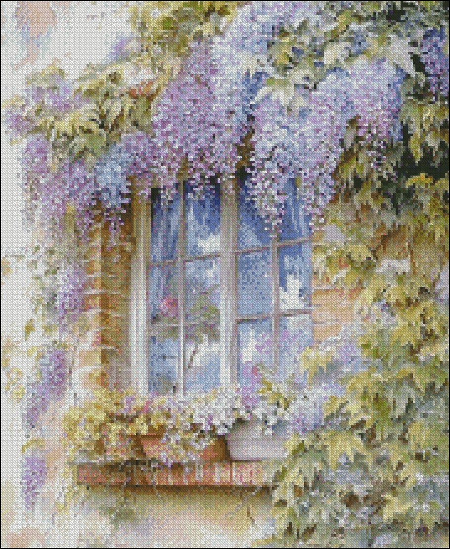 Wisteria Dreams 4 - Counted Cross Stitch Patterns Embroidery Crafts Needlework DIY Chart DMC Color