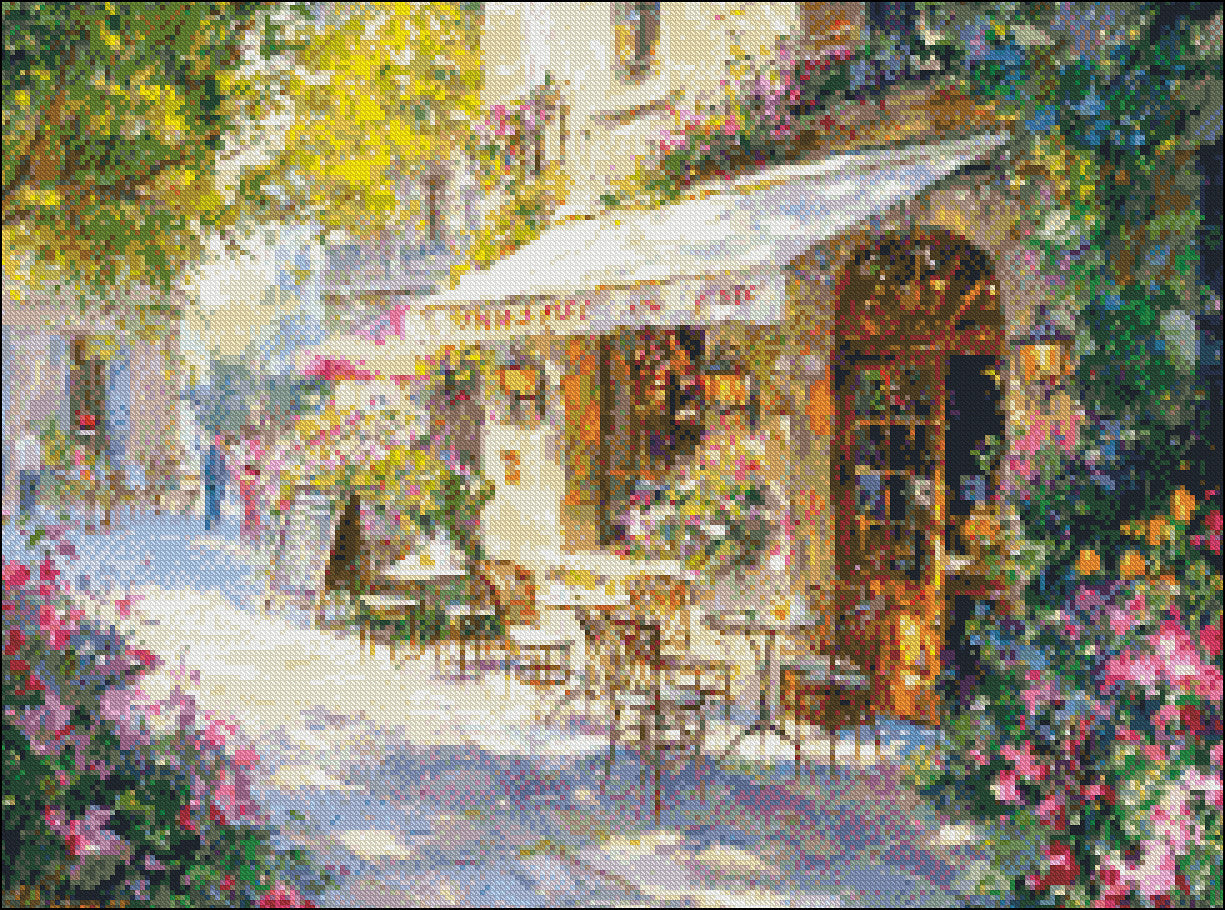 Parisian Pause 1 - Counted Cross Stitch Patterns Embroidery Crafts Needlework DIY Chart DMC Color