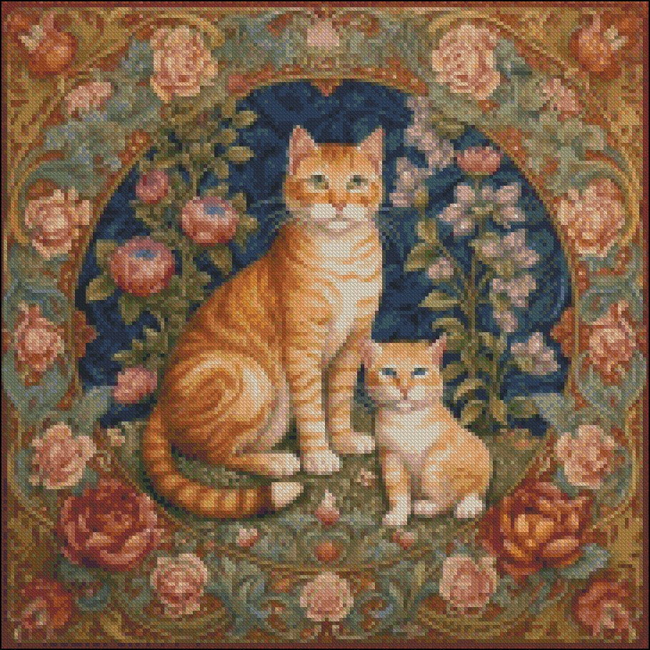 Deco Cats - Counted Cross Stitch Patterns Embroidery Crafts Needlework DIY Chart DMC Color