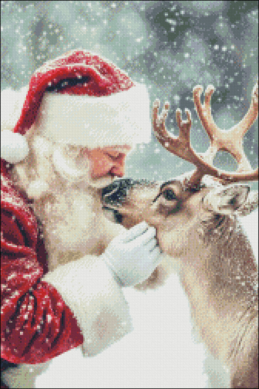 Santa's Reindeer 2 - Counted Cross Stitch Patterns Embroidery Crafts Needlework DIY Chart DMC Color