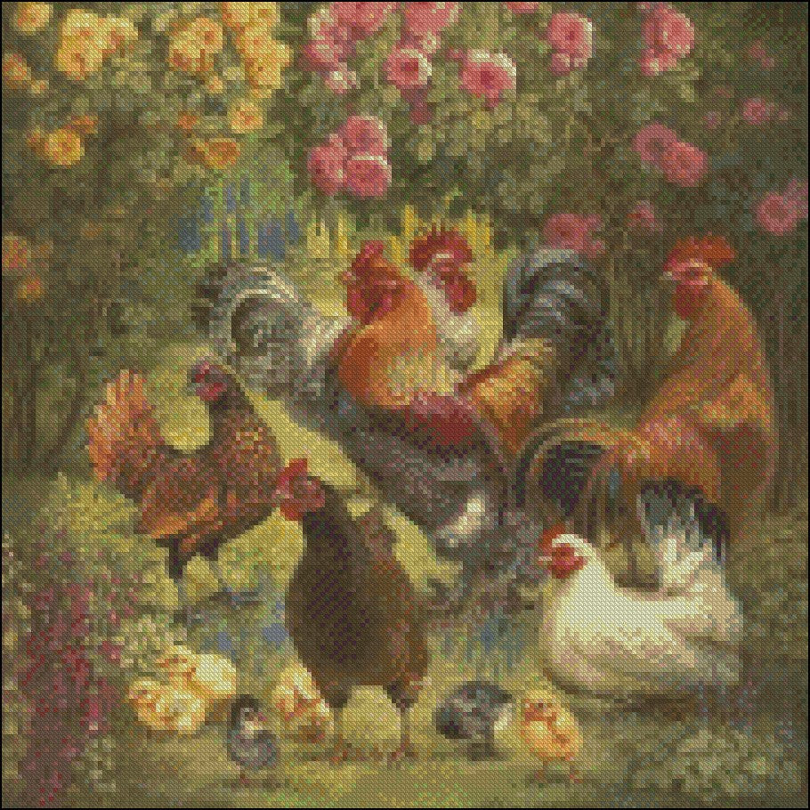 Chickens Collection 1 - Counted Cross Stitch Patterns Embroidery Crafts Needlework DIY Chart DMC Color