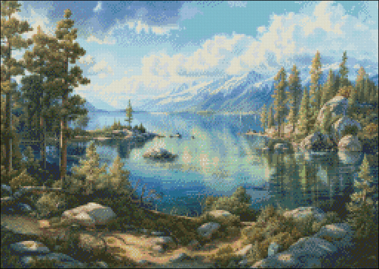 Lake Tahoe Sky - Counted Cross Stitch Patterns Embroidery Crafts Needlework DIY Chart DMC Color (Copy)